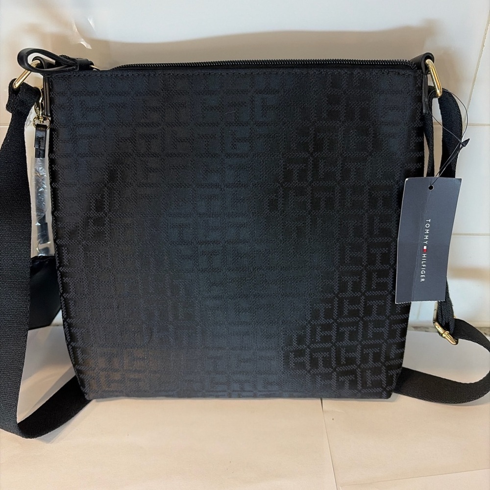 Tommy Hilfiger Black Logo Jacquard Crossbody Bag - Picture 3 of 4